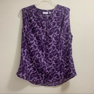 New York and Company Purple Sleeveless Blouse Size XL